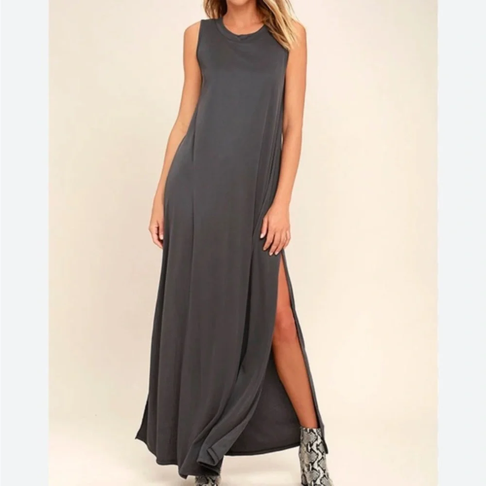 lulus gray maxi dress Lulus | Charcoal Grey Sweater Bodycon Maxi Dress | Womens | X-Large (Available in L)